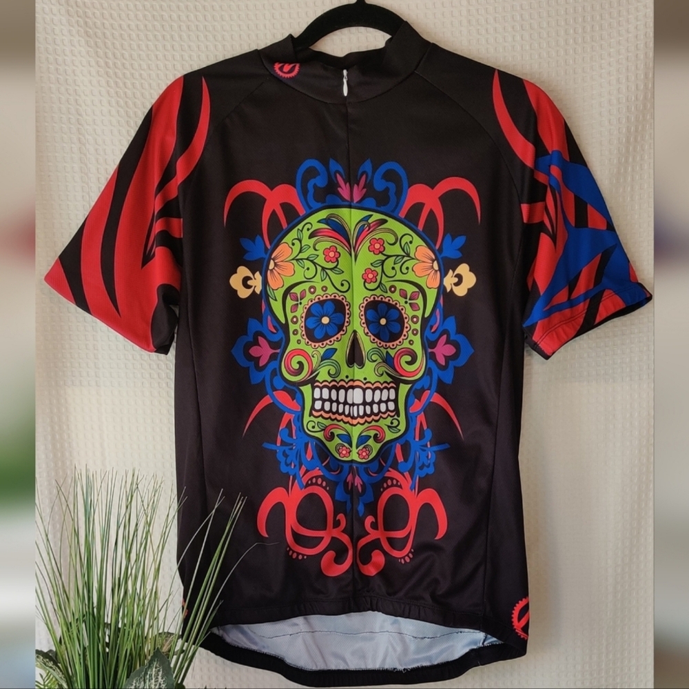 Nashbar Day of The Dead Cycling 3/4 Zip Jersey Size Small